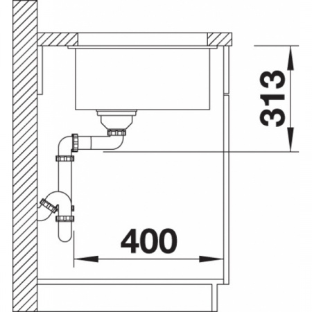 Кухонная мойка Blanco SUBLINE 400-U SILGRANIT отводная арматура InFino Серый беж