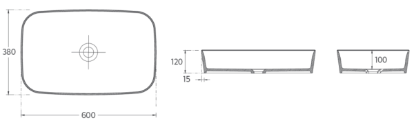 Раковина накладная ISVEA Peak 60 прямоугольная 60см с отверстием под смеситель цвет белый, 10PE67060SV