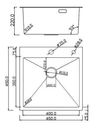 Кухонная мойка Roxen Simple 45