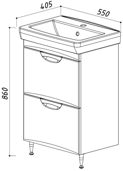 Тумба под умывальник Belux Венеция-Милан Н 55-02 Белый глянцевый
