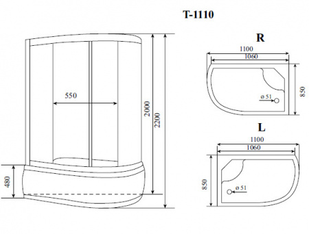 Душевая кабина Timo Standart T-1110 P L 110x85x220