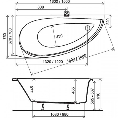 Ванна акриловая Ravak Avocado 160x75 R