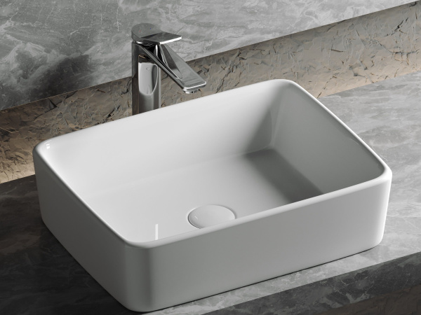 Умывальник чаша накладная прямоугольная Ceramicanova Element 480*370*130мм, Белый, CN6037