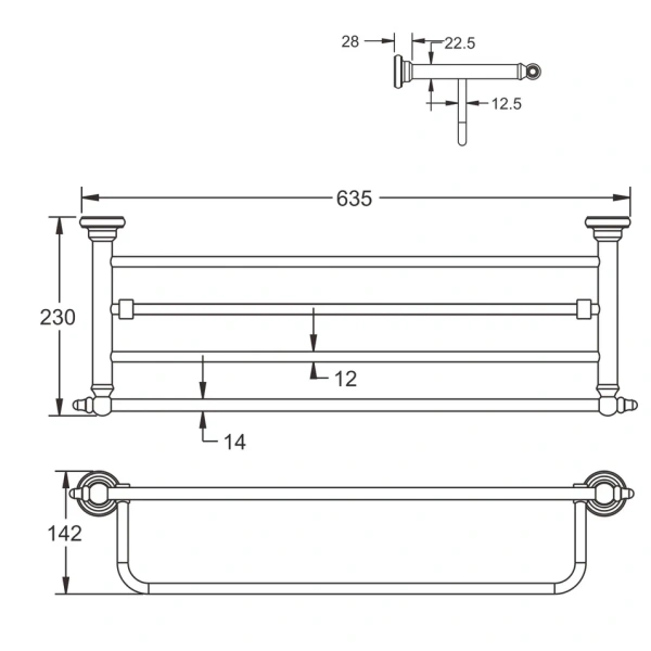 Полка для полотенец Rose RG1108Q, бронза