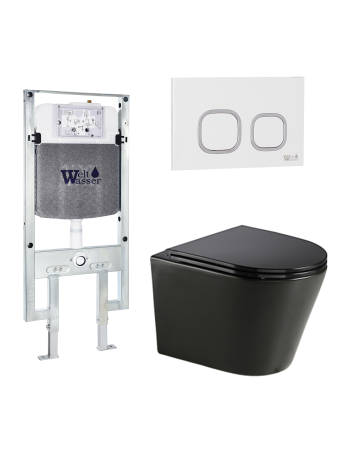 Комплект инсталляции с унитазом Weltwasser AMBERG 497 ST + SALZBACH 043 GL-BL + AMBERG RD-WT