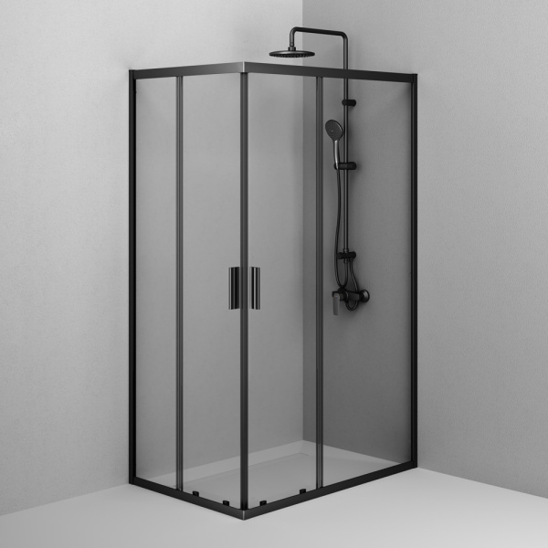 W90G-403-120280-BT Gem Душевое ограждение AM.PM прямоугольн.,раздвиж.двери 120x80 черный мат.,стекло прозрачное