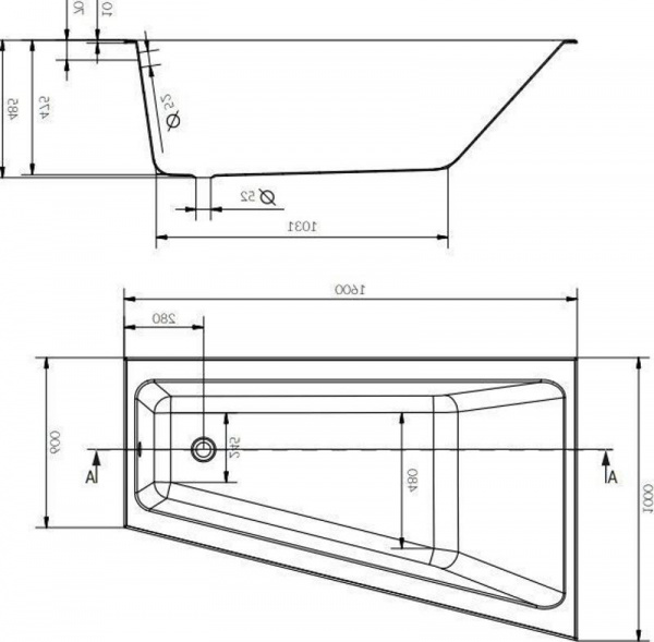 Акриловая ванна Cersanit Crea 160x100 R P-WA-CREA*160-RNL