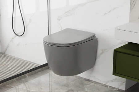 Унитаз ABBER Bequem AC1103MG подвесной серый матовый, безободковый