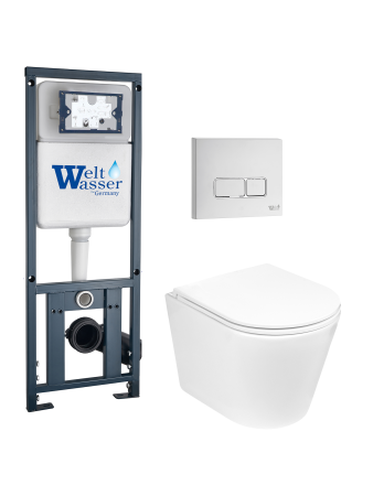 Комплект инсталляции с унитазом Weltwasser MARBERG 410 + SALZBACH 043 GL-WT + MAR 410 SE GL-WT