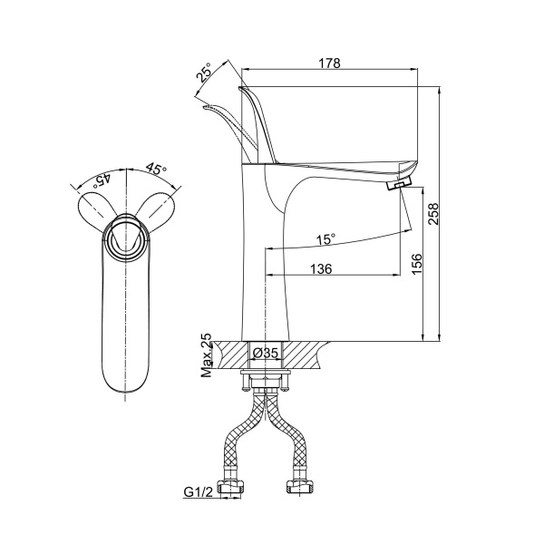 Смеситель для раковины D&K Venice DA1032641, хром