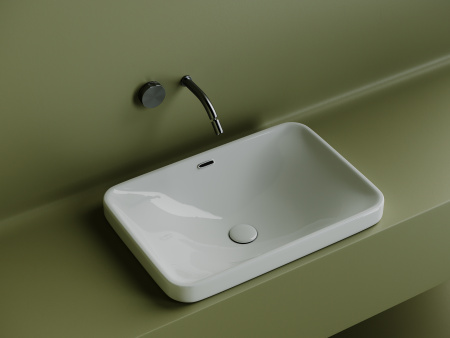 Умывальник прямоугольный встраиваемый сверху в столешницу Ceramicanova Element 605*415*185мм, Белый, CN5041