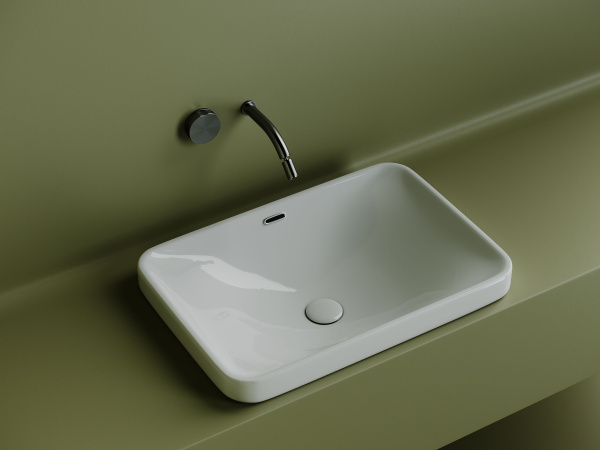 Умывальник прямоугольный встраиваемый сверху в столешницу Ceramicanova Element 605*415*185мм, Белый, CN5041