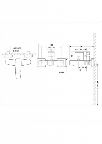 Смеситель для ванны Bravat Riffle F672106C-01, хром