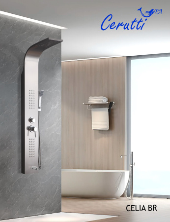 Панель CELIA BR душевая из нержавеющей стали с форсунками Ceruttispa CT10405, цвет нержавеющая сталь матовая