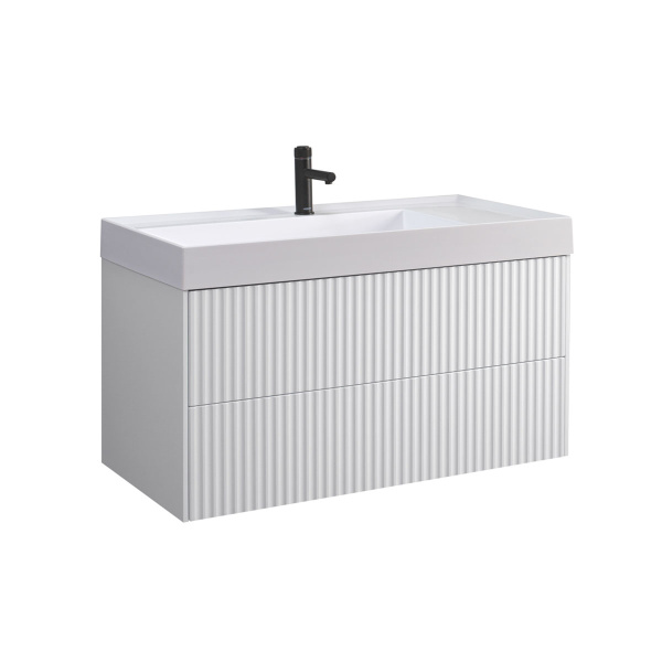 Тумба под умывальник Belux подвесная Сиртаки 100-02, Белый матовый