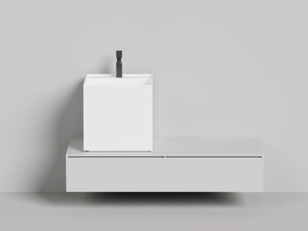 Раковина накладная Salini ARMONIA SQUARE TOP 03 без отверстия под смеситель, белый, 130523TM