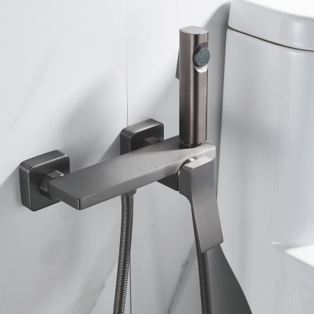 Гигиенический душ со смесителем Shevanik S6105T-1, оружейная сталь