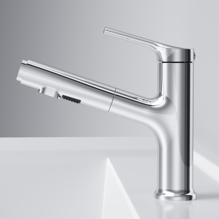 F85B02900 X-Joy S Смеситель для умывальника AM.PM с вытяжным изливом, хром