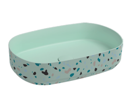 Раковина ISVEA Infinity накладная 550*360*120 цвет мятно-зеленый матовый Terrazzo 10NF65055SV-2T-TRZ