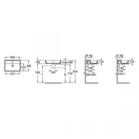 Раковина накладная Roca The Gap 60x42 3270MN000