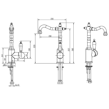 Смеситель для раковины Boheme Provanse Ripresa 362 Бронза