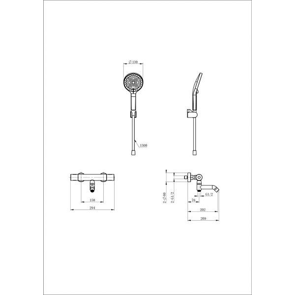 Смеситель для ванны с душем и термостатом WONZON & WOGHAND, Хром (WW-B3013-A1-CR)