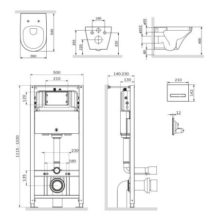 Комплект AM.PM Inspire IS450A38.501700: инсталляция с подвесным унитазом FlashClean, с сиденьем микролифт и клавишей