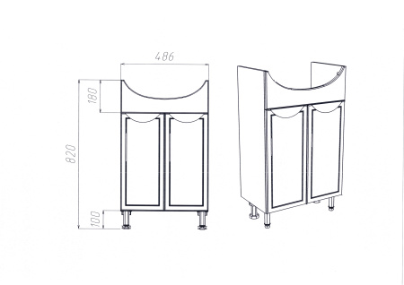 Тумба VIANT "Лима" ERICA 55 2 ств 300х485х820 (VLIM55ER-T2ST)