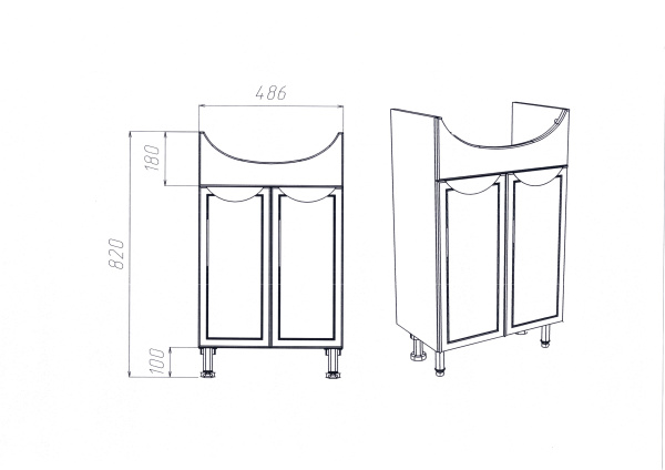 Тумба VIANT "Лима" ERICA 55 2 ств 300х485х820 (VLIM55ER-T2ST)