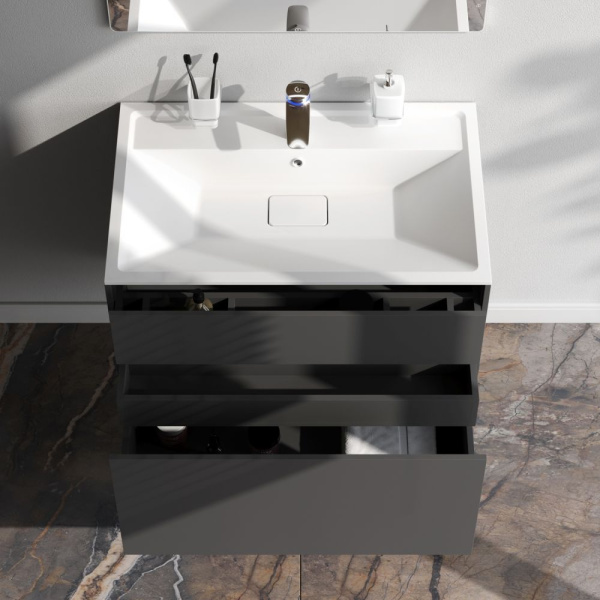 M50AFHX0803GM Inspire V2.0 База под раковину AM.PM, подвесная, 80 см, 3 ящика, push-to-open, графит матовый