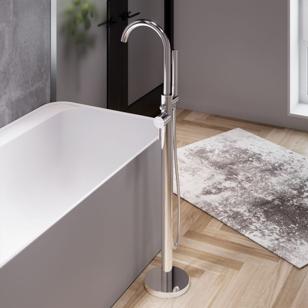 365000000 Scandinavian Pure Смеситель для ванны и душа AM.PM, отдельностоящий, с ручным душем и шлангом, х