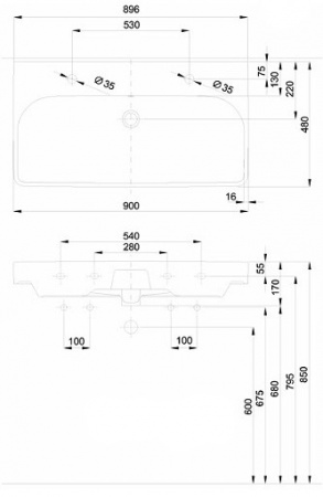 Раковина для ванной Kolo Traffic L91590900 двойная, белая