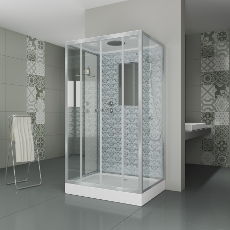 Душевая кабина Niagara Luxe NG-7772QW (120x90х210) низкий поддон(15см),дверь раздвижная,стенки серебро,4 места