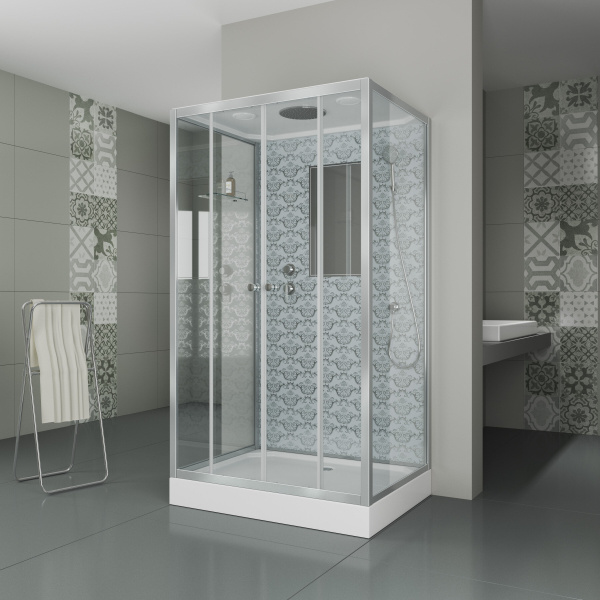 Душевая кабина Niagara Luxe NG-7772QW (120x90х210) низкий поддон(15см),дверь раздвижная,стенки серебро,4 места