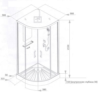 Душевая кабина Cerutti SPA VIVA91B 100x100x215