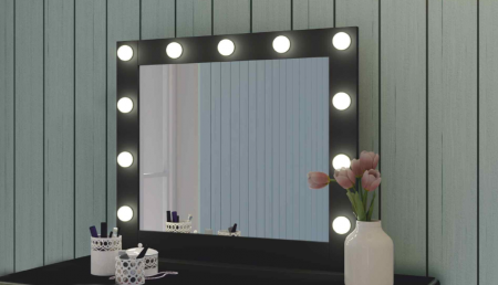 Зеркало Континент Гримерное Настольное (11 ламп) 800х700 черный