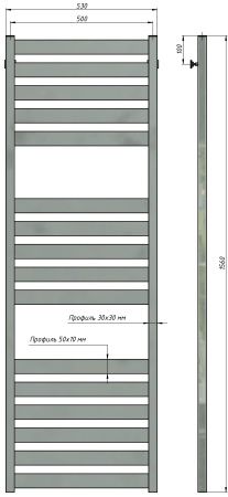 Полотенцесушитель водяной Stinox San Remo Luxe 500x1600, нижнее подключение, хром, 1/2" ВР (внутренняя резьба), 16 перекладин