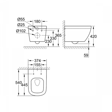 Чаша подвесного унитаза Grohe Euro 39328000