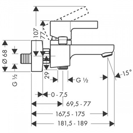 Смеситель для ванны с душем Hansgrohe Metris S 31460000