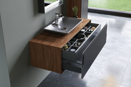 Тумба с раковиной ORKA Craft 120 подвесная, орех/антрацит