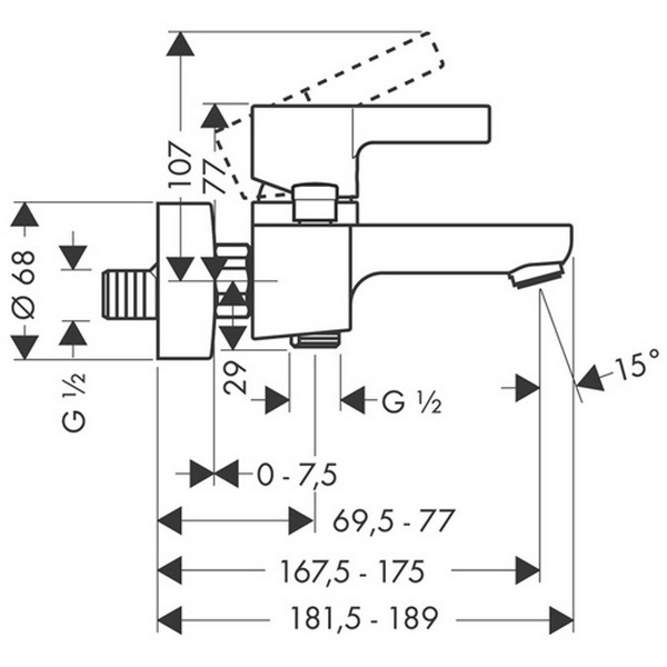 Смеситель для ванны с душем Hansgrohe Metris S 31460000