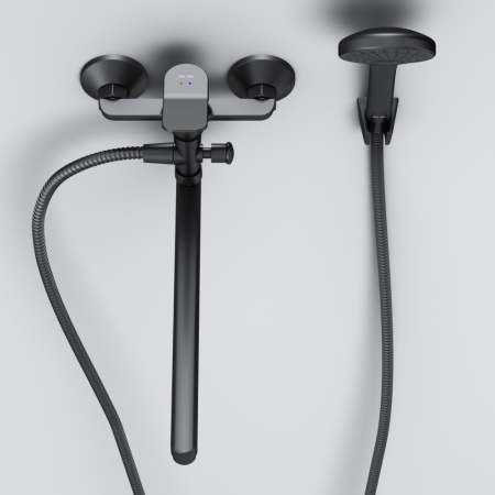 F90A90122 Gem, Смеситель для ванны и душа AM.PM, излив 325 мм, душевой набор, черный