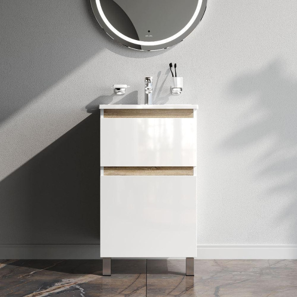 M85AFSX0502WG X-Joy База под раковину AM.PM, напольная, 50 см, 2 ящика, белый глянец