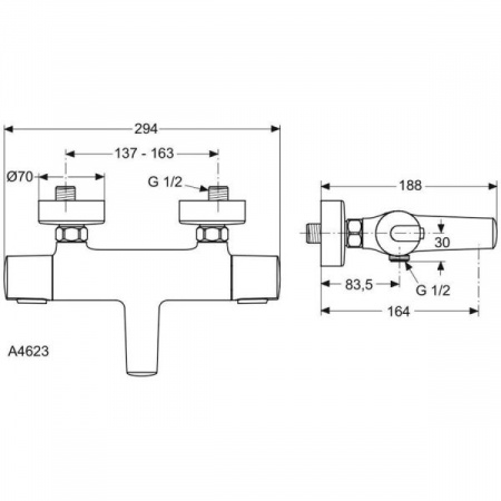 Смеситель для ванны с душем Ideal Standard Ceratherm 100 new A4623AA