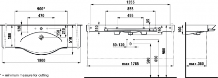 Умывальник Laufen Palace 8127080001351 180x51x16.5