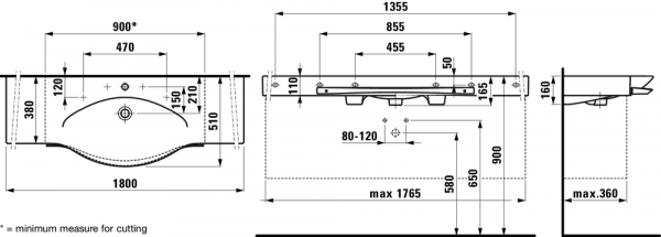 Умывальник Laufen Palace 8127080001471 180x51x16.5