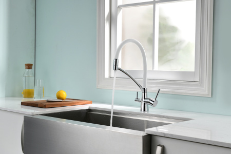 Смеситель для кухни Paulmark SIЕGEN Si213111-CRw, хром/белый