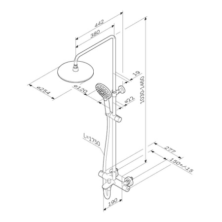 Душевая система AM.PM F0780564 Like с термостатом
