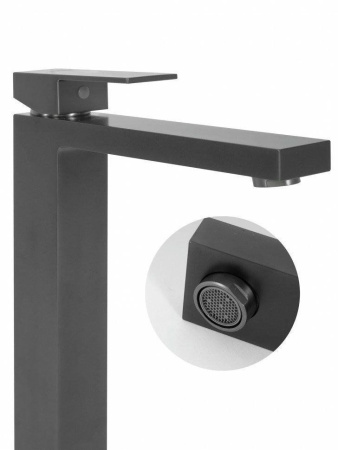 Cмеситель для раковины Высокий Hansberge H2070 Графит