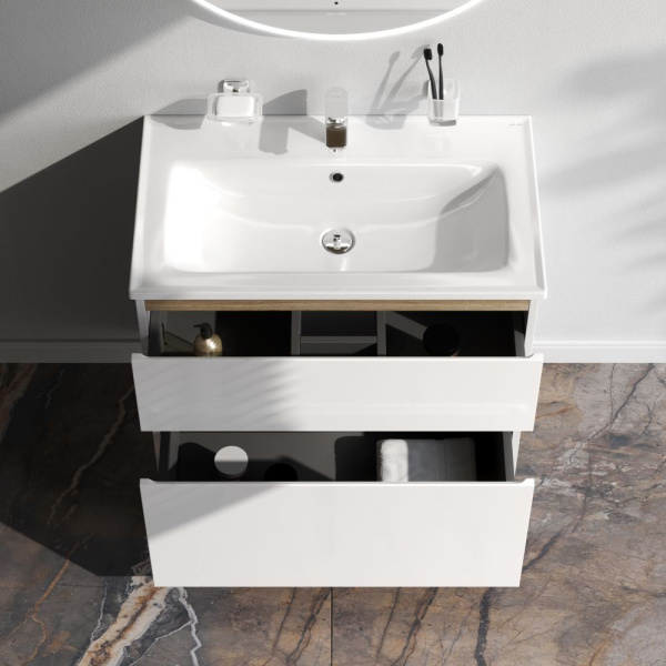 M85AFSX0802WG X-Joy База под раковину AM.PM, напольная, 80 см, 2 ящика, белый глянец